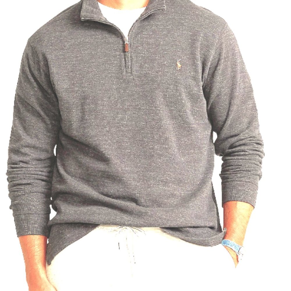 POLO RALPH LAUREN MEN'S BROWN 1/2 ZIP LEATHER PULL EXCELLENT 4XXL BIG AND TALL